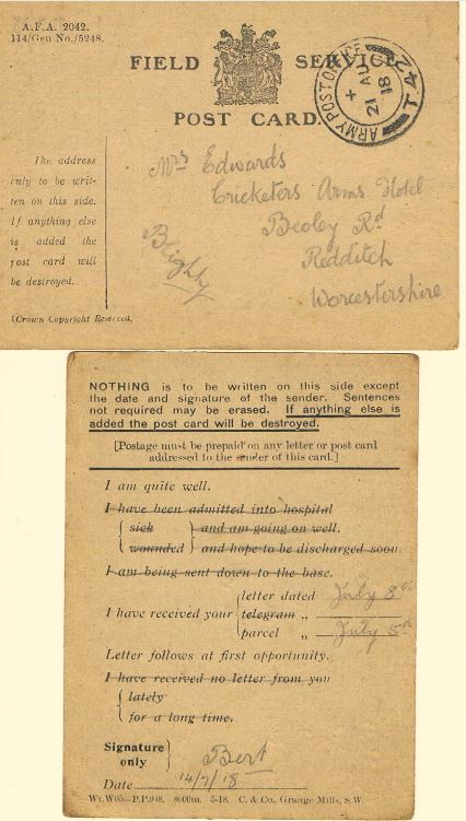 Field service postcard 17/7/1918